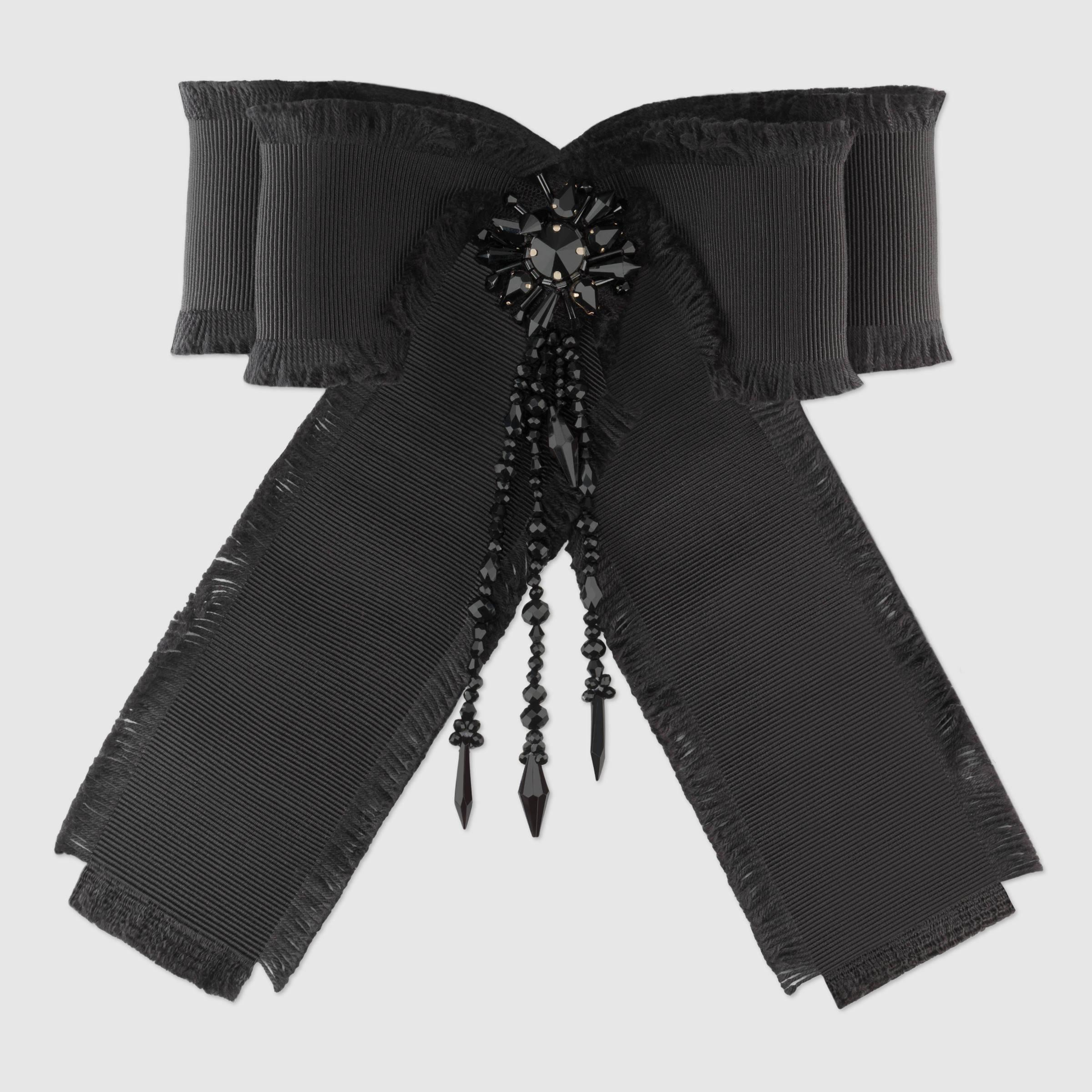 Lyst Gucci Grosgrain Bow Brooch in Black